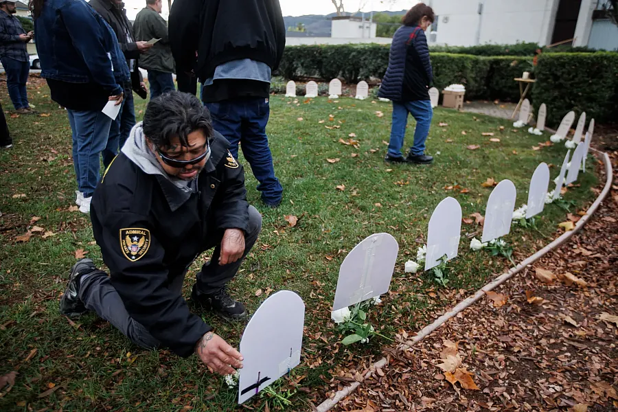 Person at a funeral