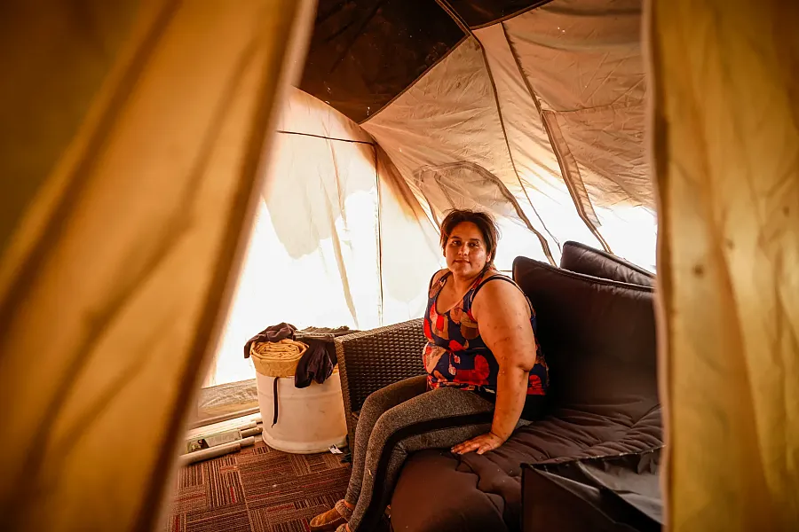 Person in a tent