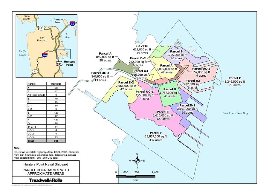 A map of the contaminated parcels at the Shipyard compared with a projected 12” sea-level rise scenario reveals how close contaminated groundwater may come to the surface