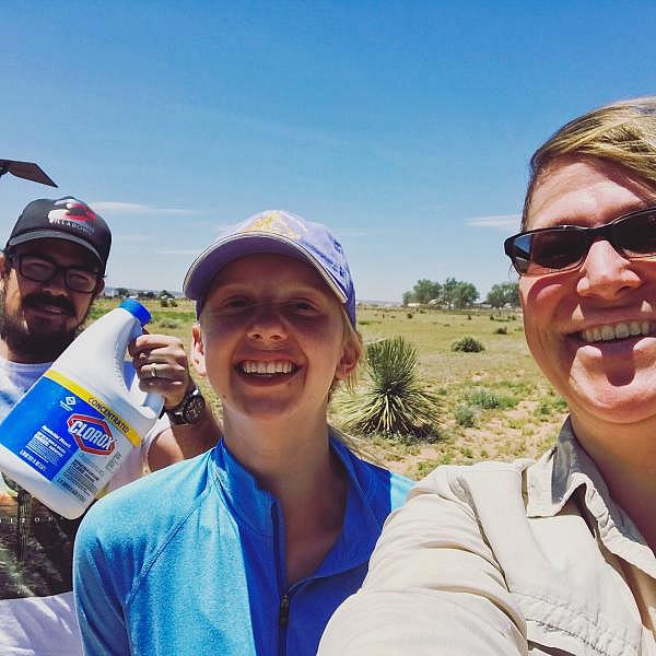 Barker (right) and her team sample in the field. Credit: Bridget Barker