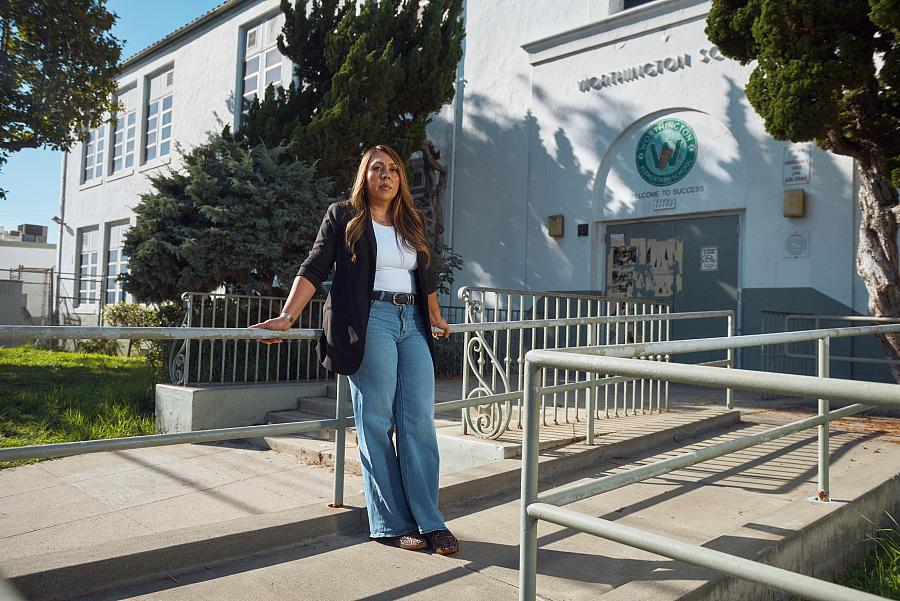 A person against a railing
