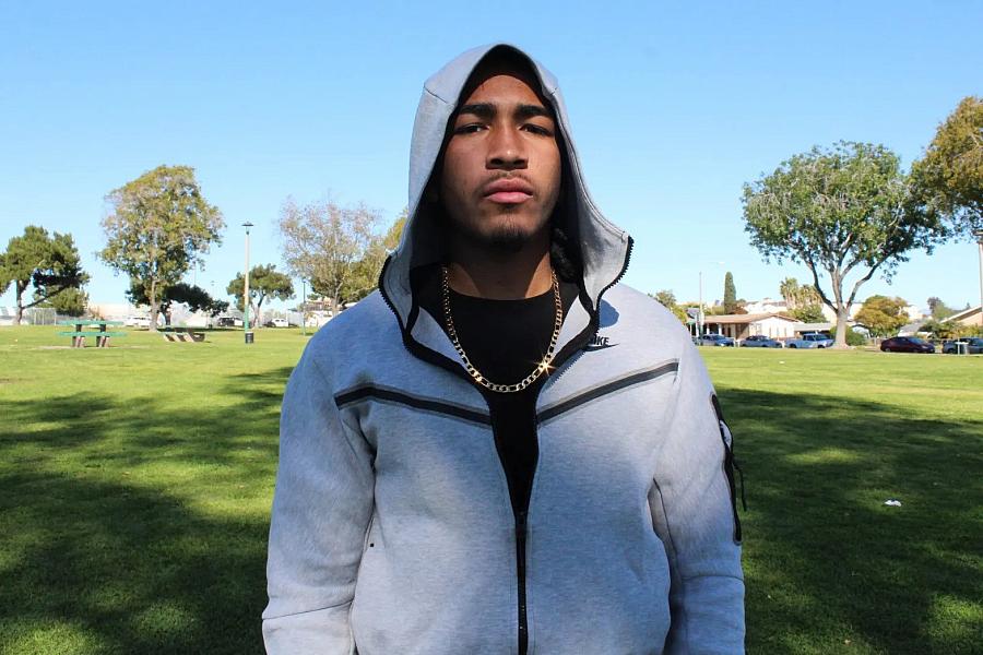 Abraham Jarvis, 18, poses for a photo at John F. Kennedy Park in San Diego on Feb. 10, 2023. (Anissa Durham/Word In Black)