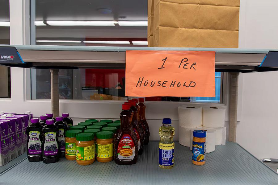 Food items in main food pantry