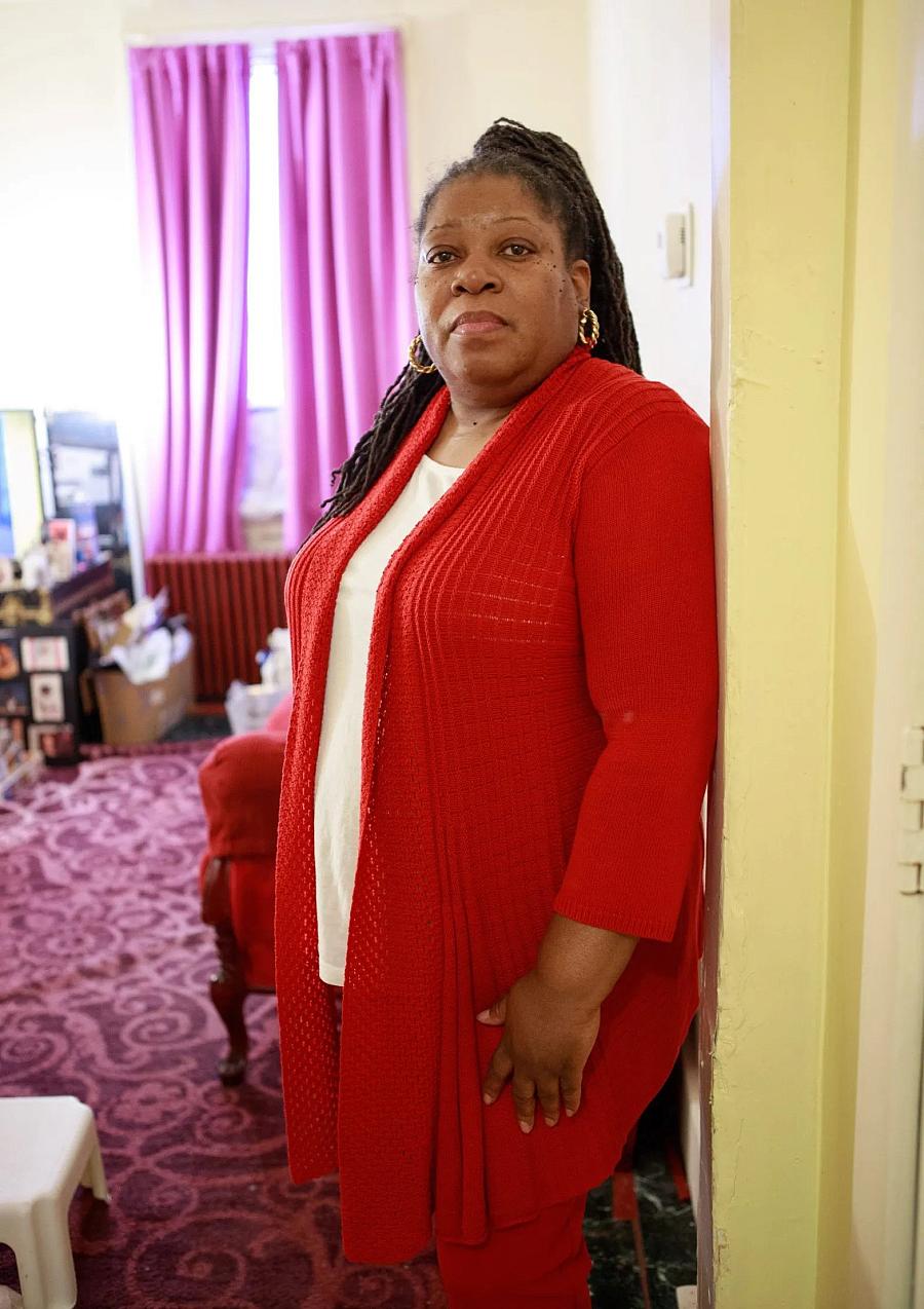 Cherry DeJesus poses for portrait photos in her New Jersey home on Feb. 26, 2023. (Chantel Philip/Word In Black)