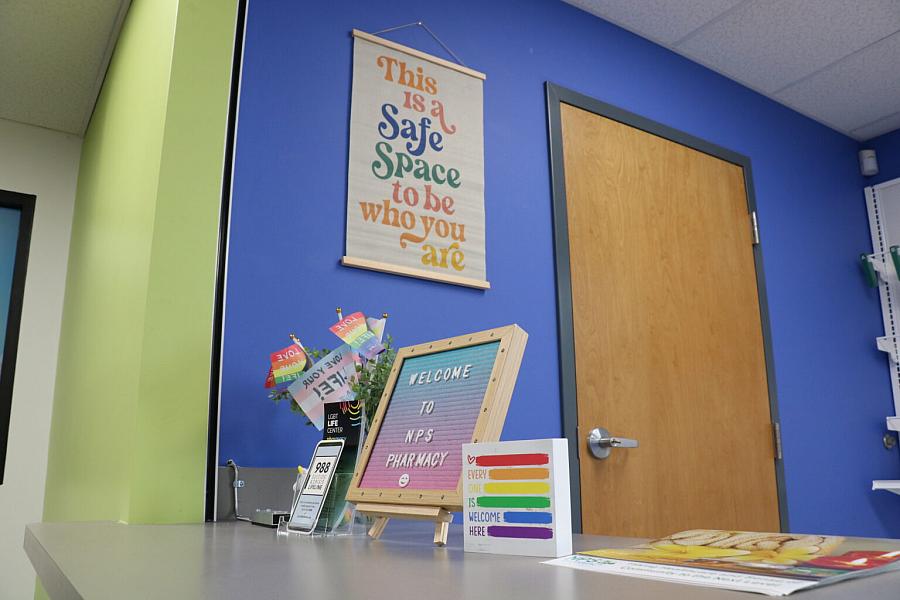 A room with colorful walls