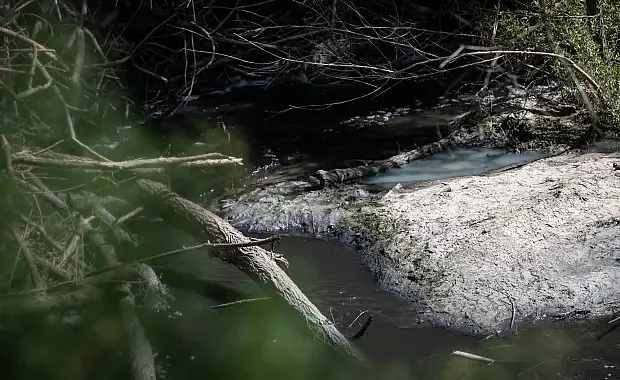 Puddle of cloudy water