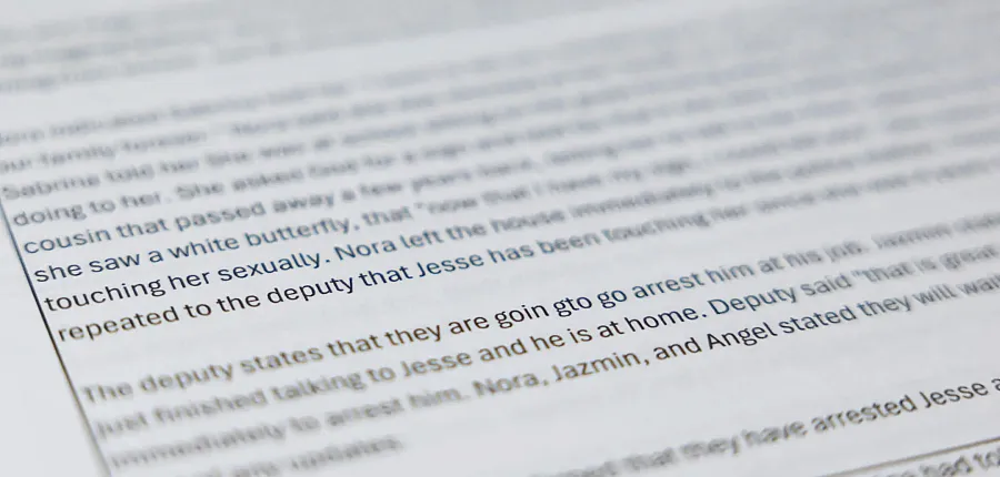 A piece of text on a paper