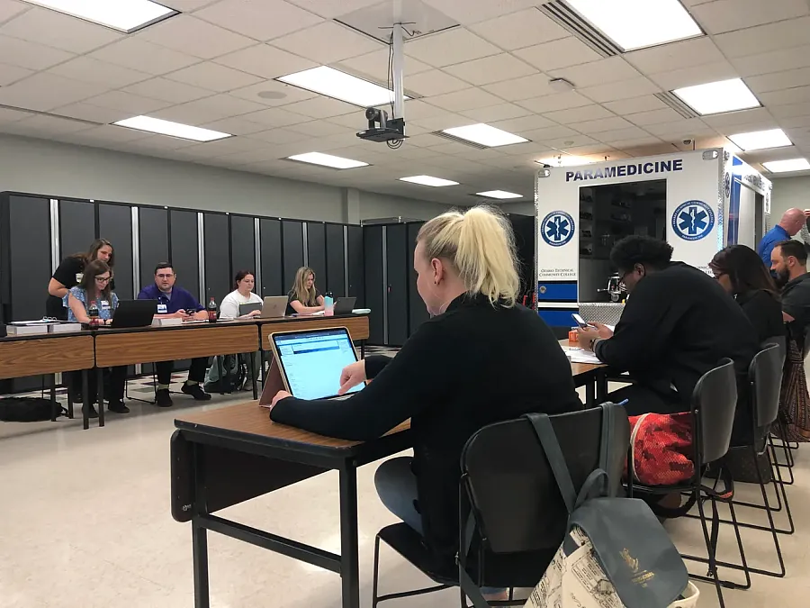 Students at an orientation 