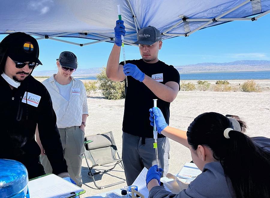 Scientists conducting tests on the Salton Sea's water quality