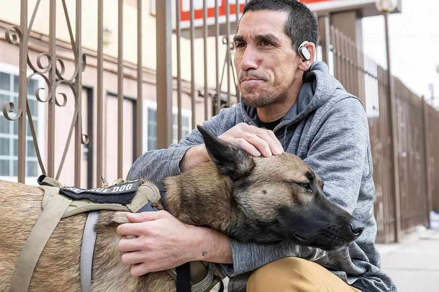 A person with their dog