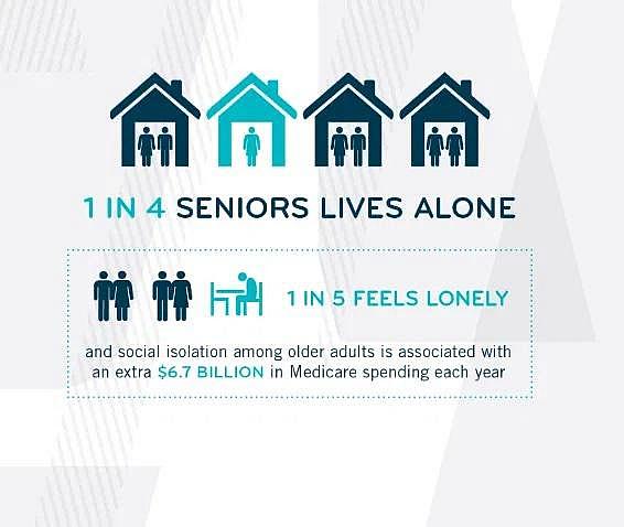 graphic showing statistics of seniors living alone