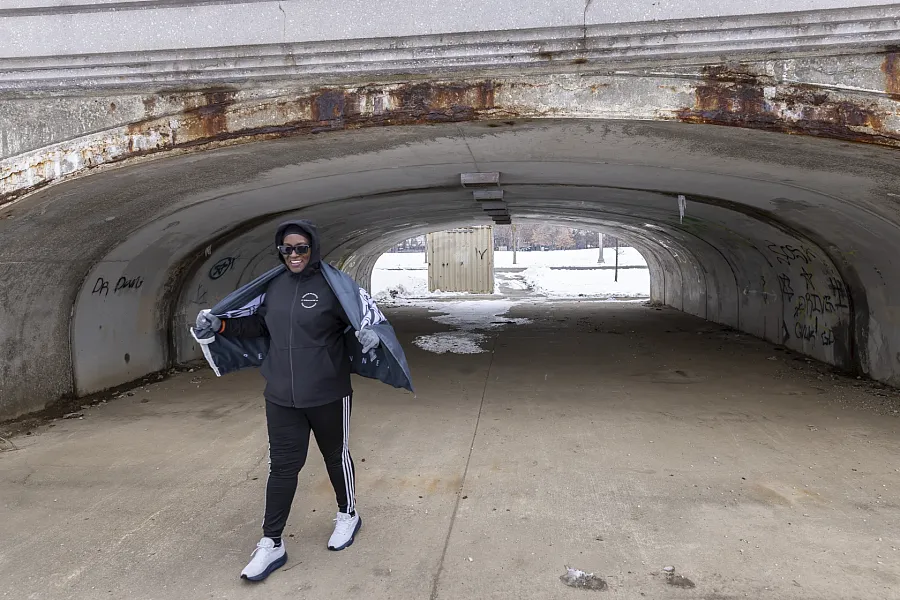 A person in a tunnel