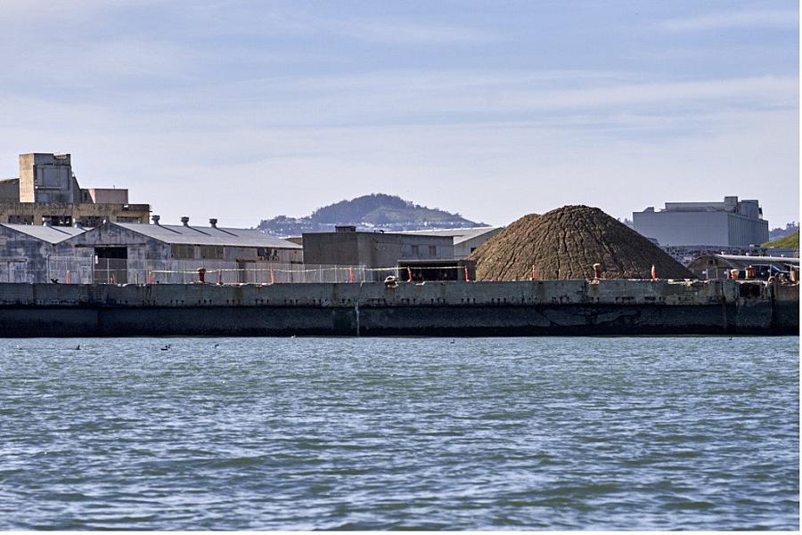 Image of a shipyard from water