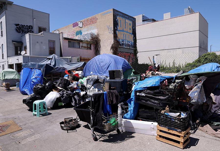 A homeless encampment