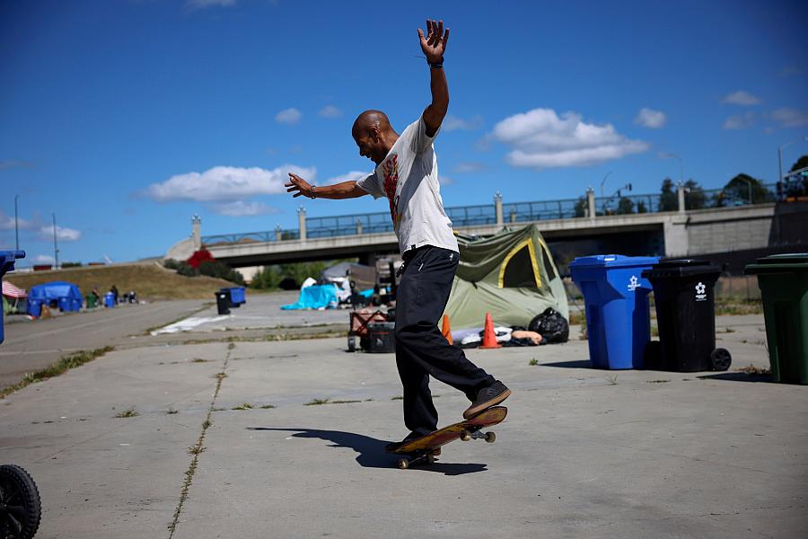 A person on a skateboard