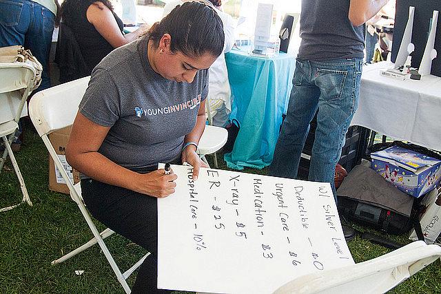 An Obamacare navigator breaks down the consumer’s costs for a silver level insurance plan. An Obamacare navigator breaks down the consumer’s costs for a silver level insurance plan.