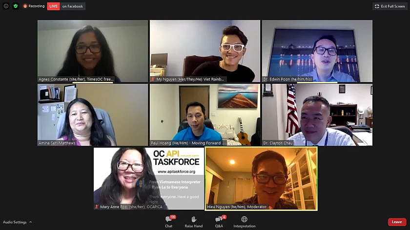 Attendees at an online panel discussion on Asian American gender-based violence in May. 