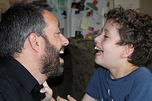 Michael Ashline, left, and his son Andrew, a special needs student in Orange, Calif.