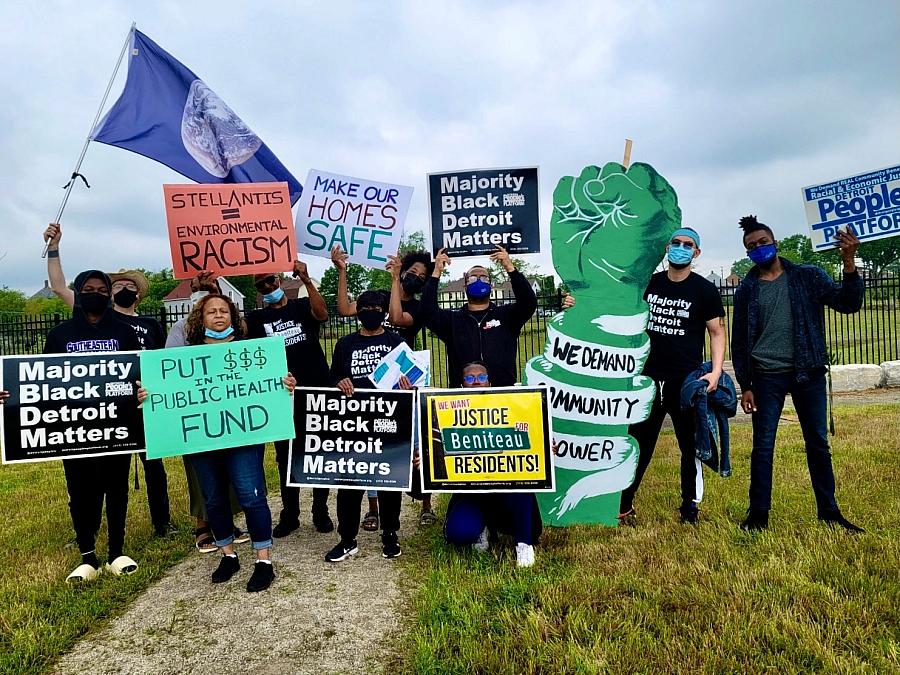 Detroit residents protest air pollution stemming from auto manufacturing.