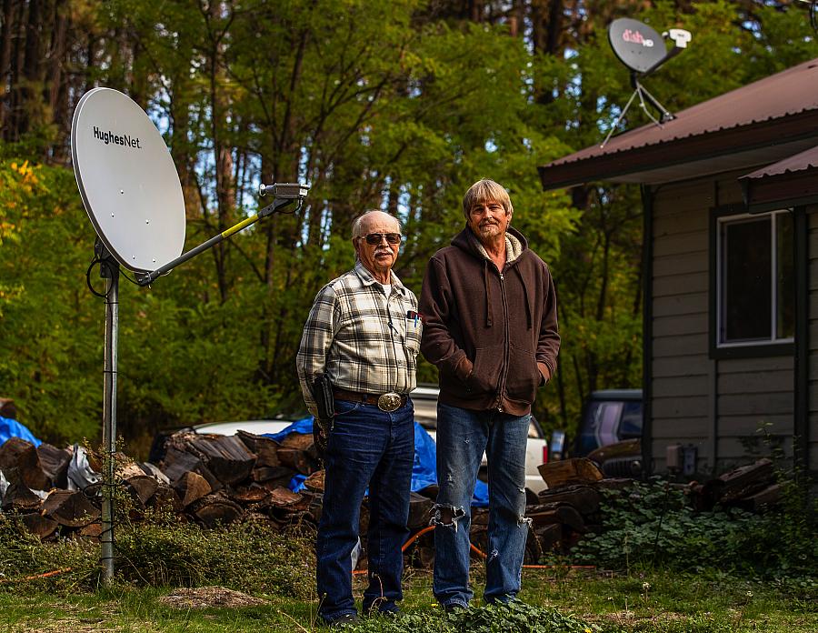Marshel Sumerlin, left, and his son, Lee, at their home in Ferry County, Washington. The family, whose story was featured in the