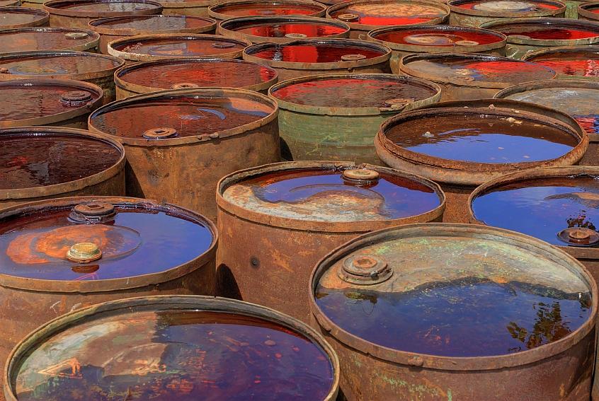 Rusting oil drums