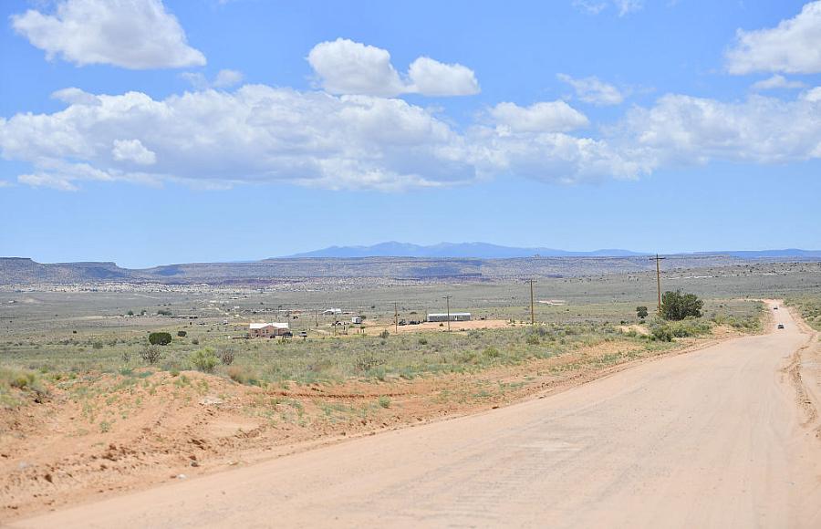 Homes on the To’Hajiilee Indian Reservation, New Mexico, part of the Navajo Nation.