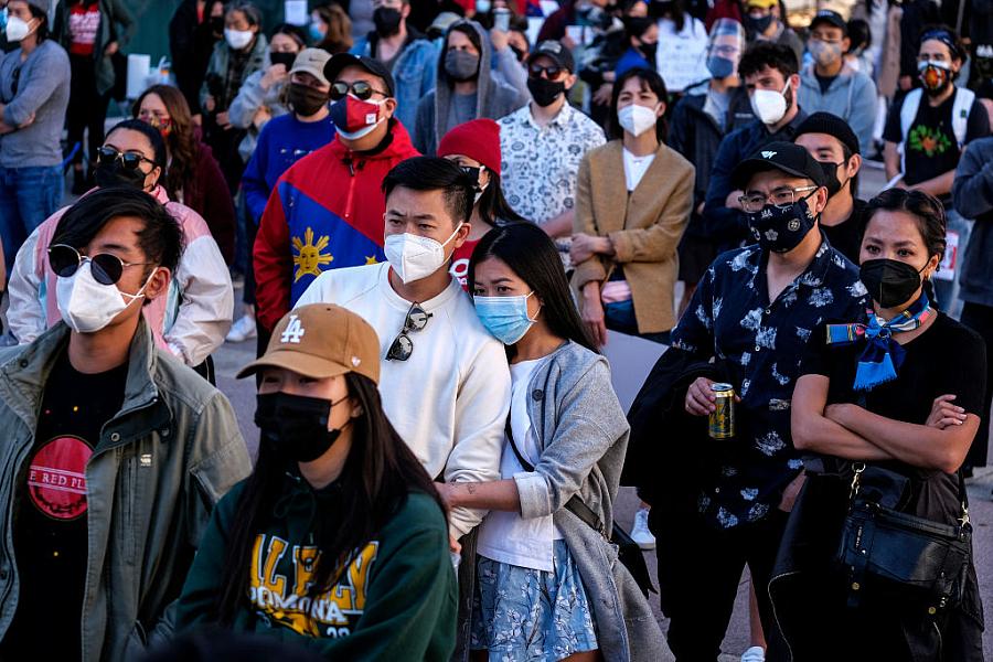 A rally against anti-Asian violence in Little Tokyo in Los Angeles on March 13.