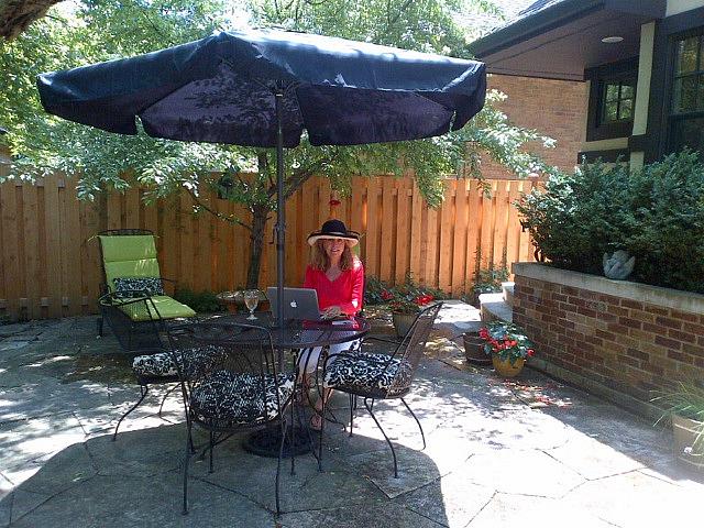 Debra Sherman wrote "Cancer in Context" in her garden.