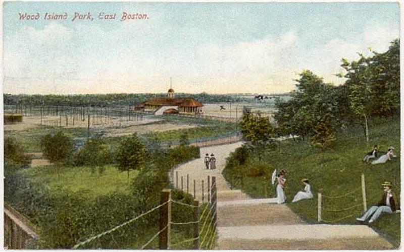 A postcard of Wood Island Park in East Boston.