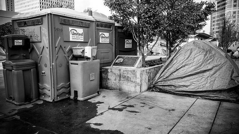 Hygiene stations and toilets in LA’s Little Tokyo neighborhood.
