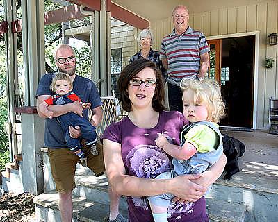 Laura Vollset with Milly, husband Einar with Theo, parents Jo and Steve Smith. (PHOTO: Dan Coyro/Sentinel)