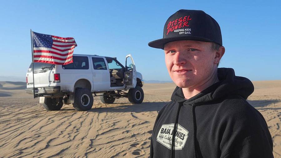 Austin Gladden, 19, poses for a picture at the Oceano Dunes State Vehicular Recration Area near Pismo Beach. 