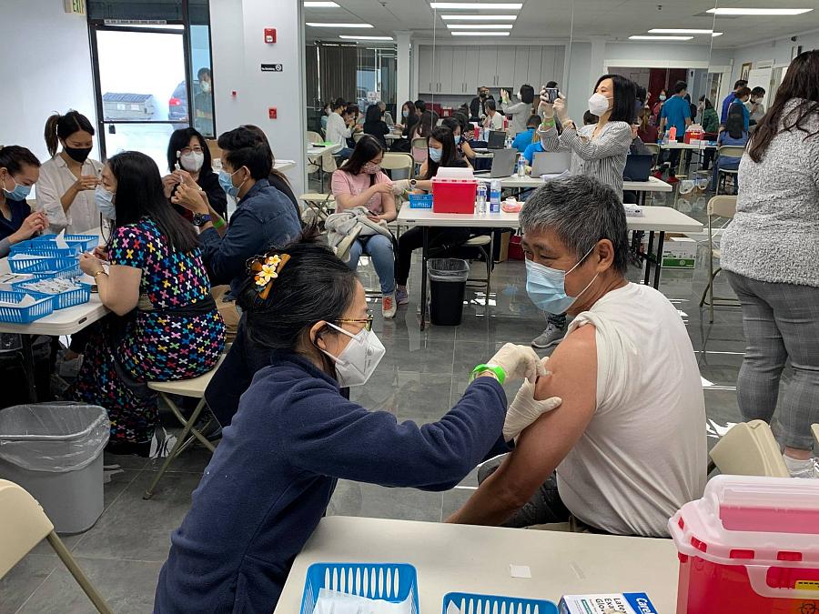 A vaccination clinic for the Burmese community on April 3 in El Monte, California.