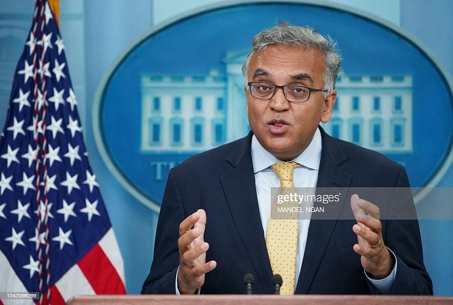 White House COVID-19 Response Coordinator Ashish Jha speaks during the daily briefin