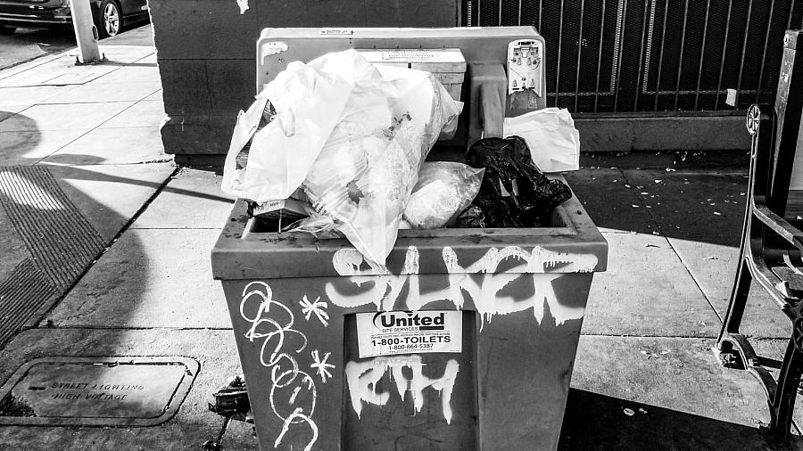 An unmaintained handwashing station in Los Angeles.