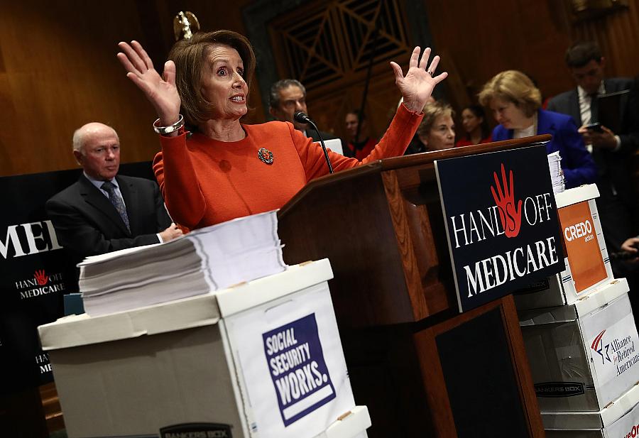 House Minority Leader Nancy Pelosi (D-CA) speaks at a press conference. 