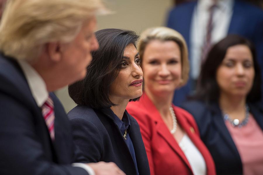 CMS head Seema Verma, shown here with President Trump. 