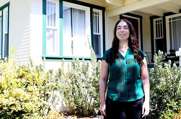 Amanda Steele, 35, is the deputy policy director of Service Employees International Union Local 2015, which represents nursing home, assisted living center and home care workers throughout California, shown here outside her home in Monrovia on Friday, Aug. 28, 2020. (Photo by Trevor Stamp, Contributing Photographer)