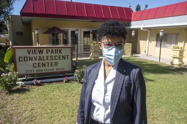 Amber Gooden of View Park Convalescent Hospital in Los Angeles, Wednesday, August 26, 2020. (Photo by Hans Gutknecht, Los Angeles Daily News/SCNG)