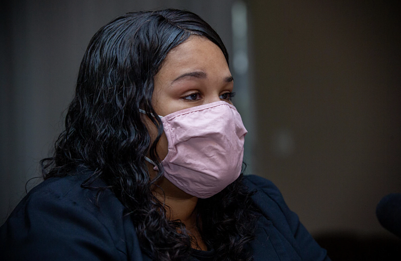 Martina Faulk, pictured here, at her home discussing the moment her daughter Nadia was Baker Acted