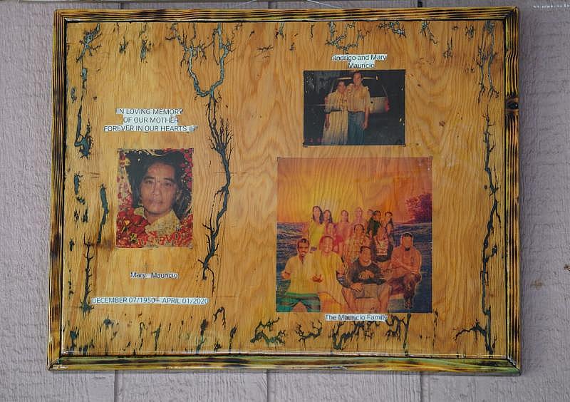 After Mary died, the Mauricios hung photos on the wall of their lanai to celebrate and honor her.