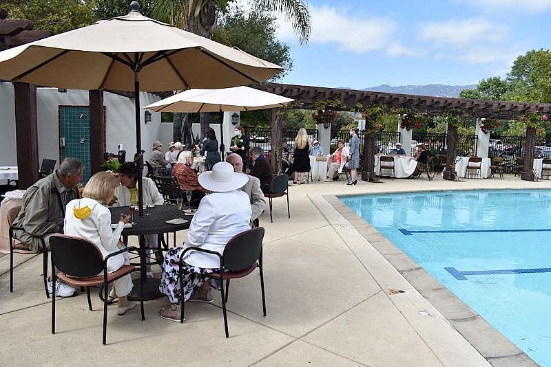 Maravilla senior living community residents gather for an Earth Day celebration in April. (Brooke Holland / Noozhawk photo)