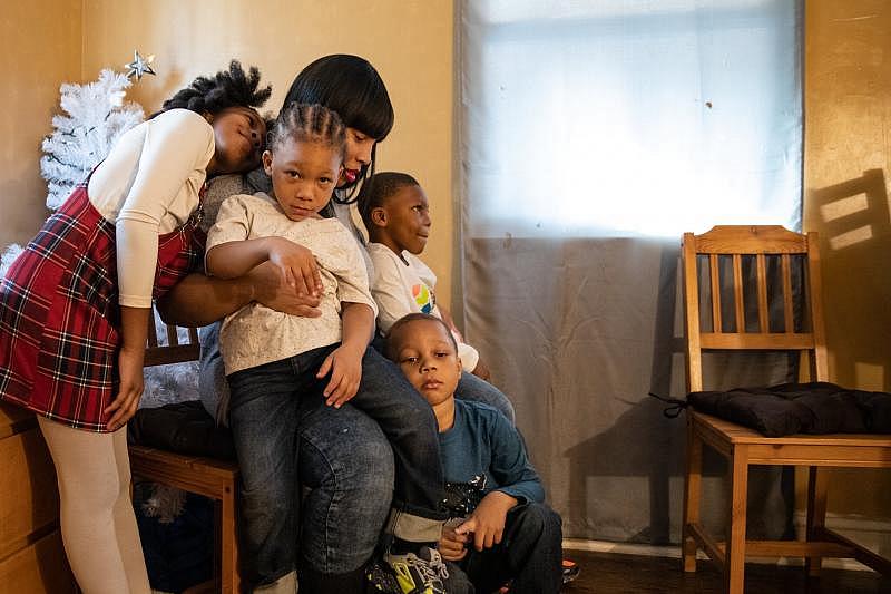 “I have to be extremely strong for my kids and some days I can’t even be strong for myself,” said Tiffany Porter, 32.Credit...Cheriss May for The New York Times