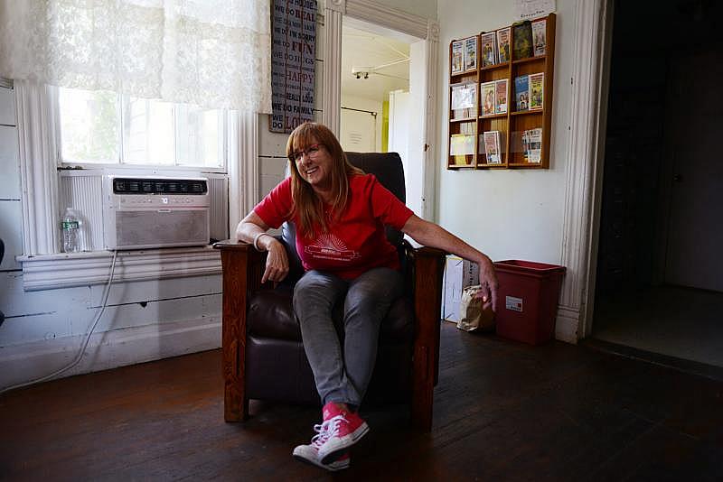 Libby Guthrie at MCAVHN's office on July 15, 2021. (Photo by Dana Ullman/ The Mendocino Voice)