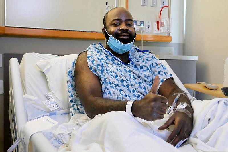 Leafer Miller after his amputation revision. Image courtesy of Eli Cahan. Leafer Miller after his amputation revision. Image courtesy of Eli Cahan.