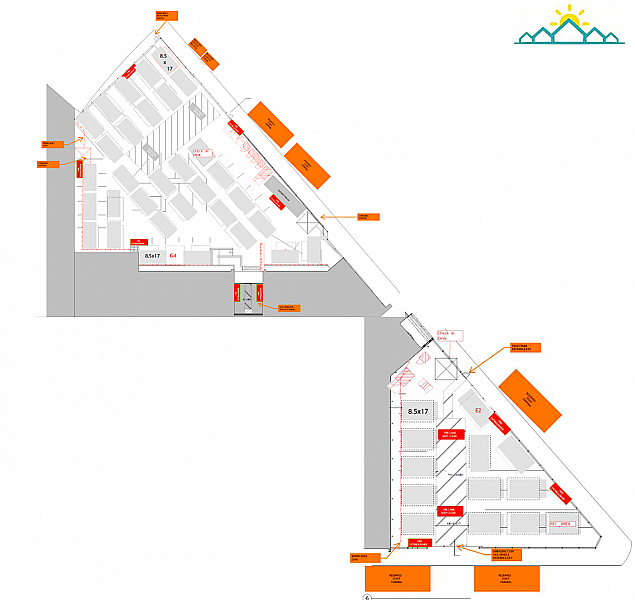 The layout for 76 tiny home cabins across two parking lots at 33 Gough Street. (Courtesy: DignityMoves) The layout for 76 tiny home cabins across two parking lots at 33 Gough Street. (Courtesy: DignityMoves)