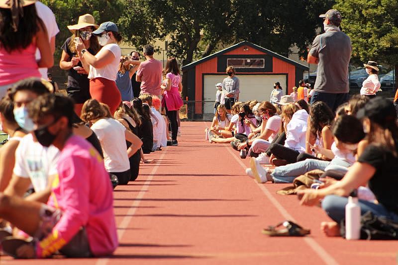 Students and alums rallied over sexual assault at the Los Gatos High School football field July 2020. (Courtesy of A. Panu)
