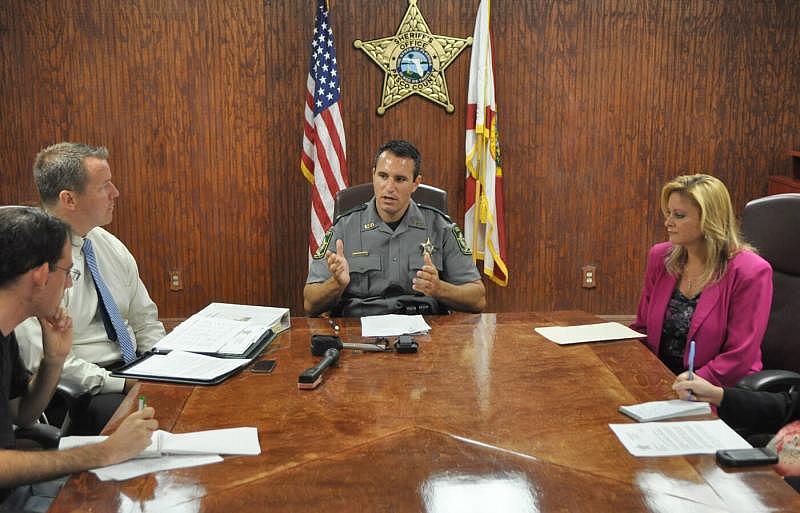 In a meeting during his first year in office, Sheriff Chris Nocco explains the agency's new focus on intelligence-led policing. Times (2011) In a meeting during his first year in office, Sheriff Chris Nocco explains the agency's new focus on intelligence-led policing. Times (2011)