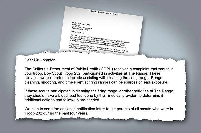 A detail of a letter sent by CDPH officials to the Range owner Johnson warning him the agency was planning to take action