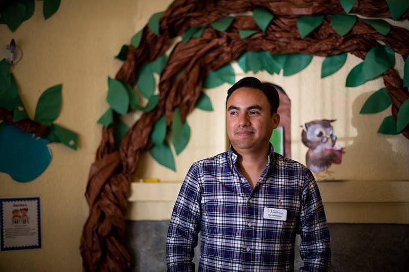Executive Director Eric Valladares at the Redwood City location of his mental health nonprofit, Family Connections. (Beth LaBerge/KQED)